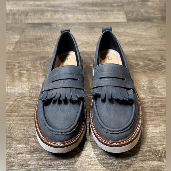 Clarks Shoes - Clarks Orianna Loafer Navy Nubuck Leather Size 8 Women's Flats Slip On Boat Deck